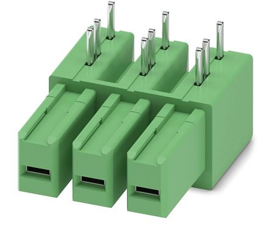 Phoenix Contact IPC 5/ 3-GU-7.62 Series Pluggable Terminal Block, 3-Contact, 7.62 mm Pitch, 1 Row, 1708611