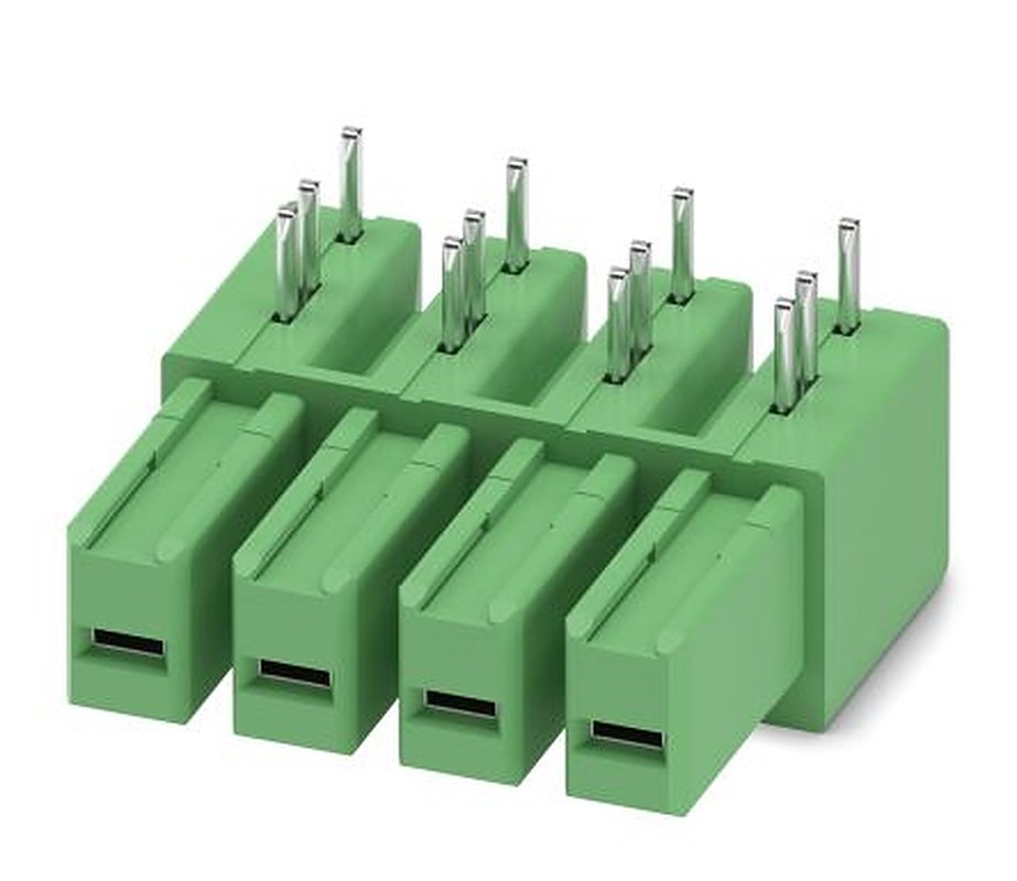 Phoenix Contact IPC 5/ 4-GU-7.62 Series Pluggable Terminal Block, 4-Contact, 7.62 mm Pitch, 1 Row, 1708624