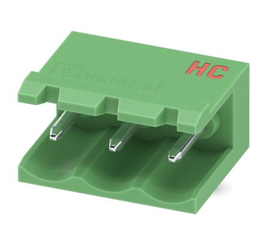 Phoenix Contact MSTB 2.5 HC/ 3-G-5.08 Series Pluggable Terminal Block, 3-Contact, 5.08 mm Pitch, 1 Row, 1712461