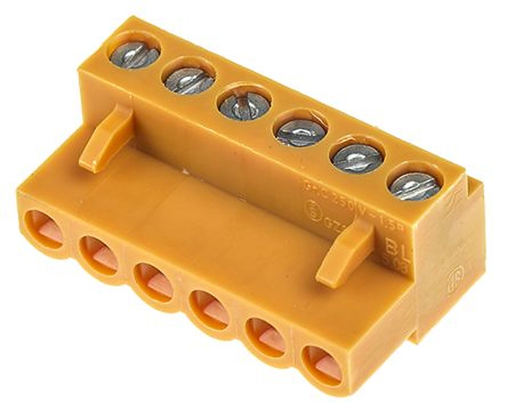 Weidmüller BL 5.08/06/180 SN OR BX Series Pluggable Terminal Block, 6-Contact, 5.08 mm Pitch, 1 Row, 1716360000