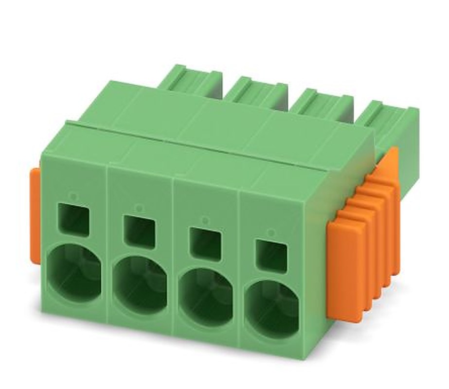 Phoenix Contact PV-FT-C2F-HSG Series Pluggable Terminal Block, 4-Contact, 7.62 mm Pitch, Through Hole, 1 Row