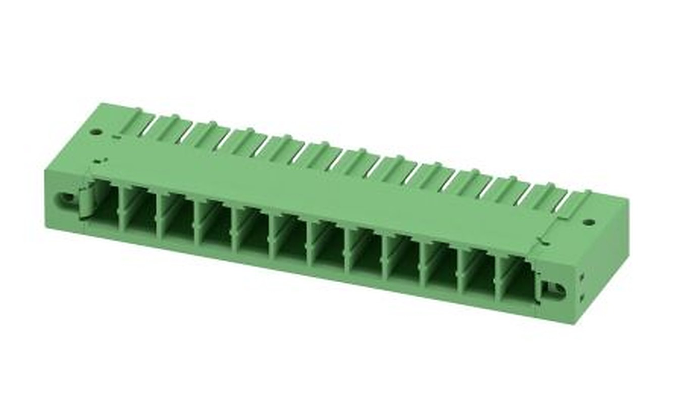Phoenix Contact PC 5/12-GF-7.62 Series Pluggable Terminal Block, 12-Contact, 7.62 mm Pitch, 1 Row, 1720893