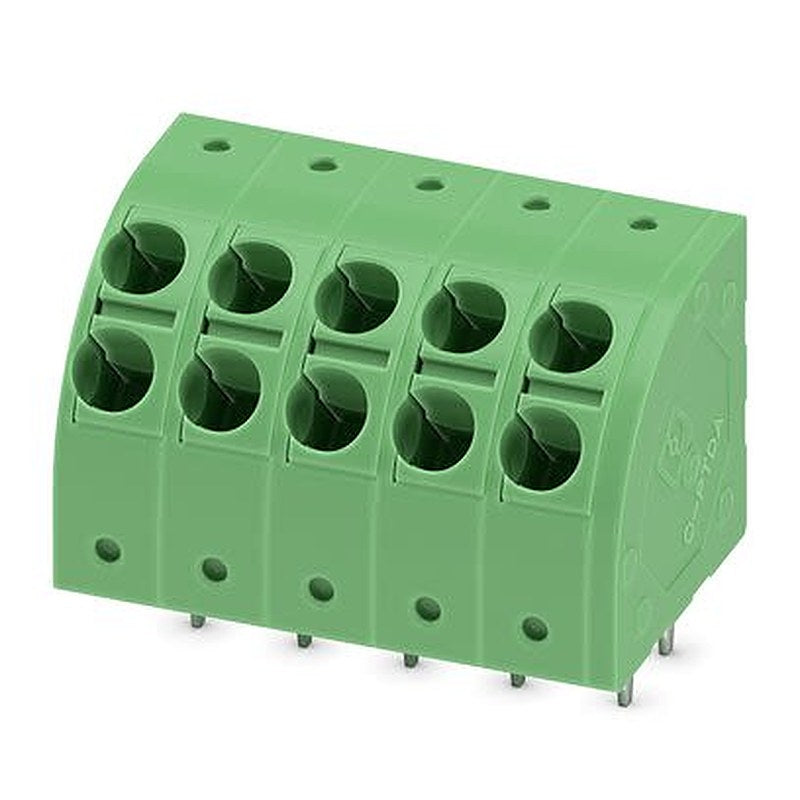 Phoenix Contact 0, 5/5-5, PTDA 2 Series 45° Wave Soldering Mount PCB Terminal Block, 10 Contact(s), 2.5 mm Pitch, 2 Row