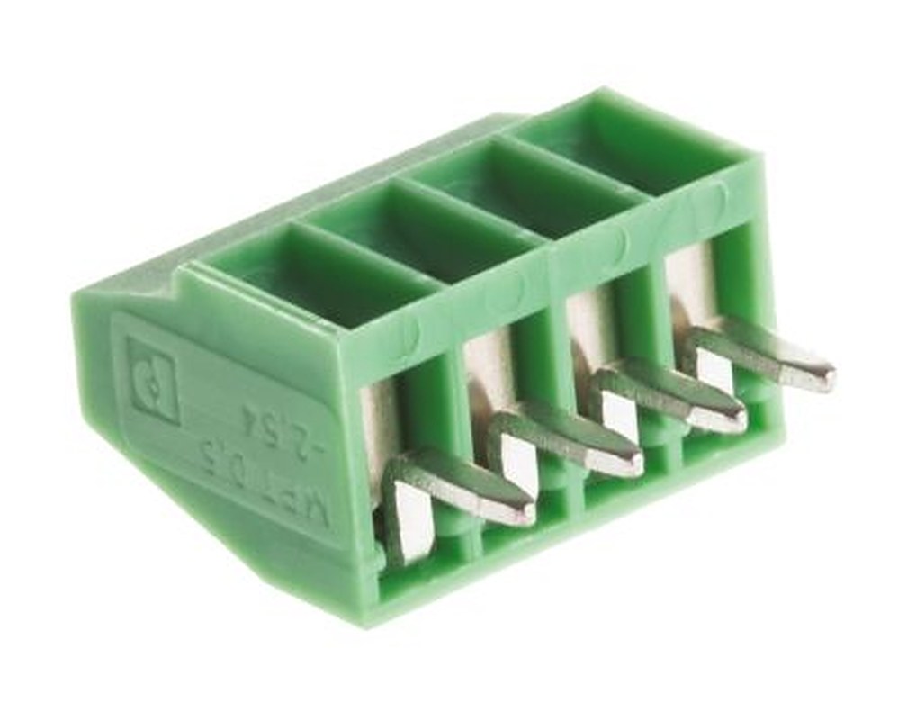 Phoenix Contact MPT 0.5/4-2.54 Series Horizontal PCB Terminal Block, 4 Contact(s), 2.54 mm Pitch, 1 Row