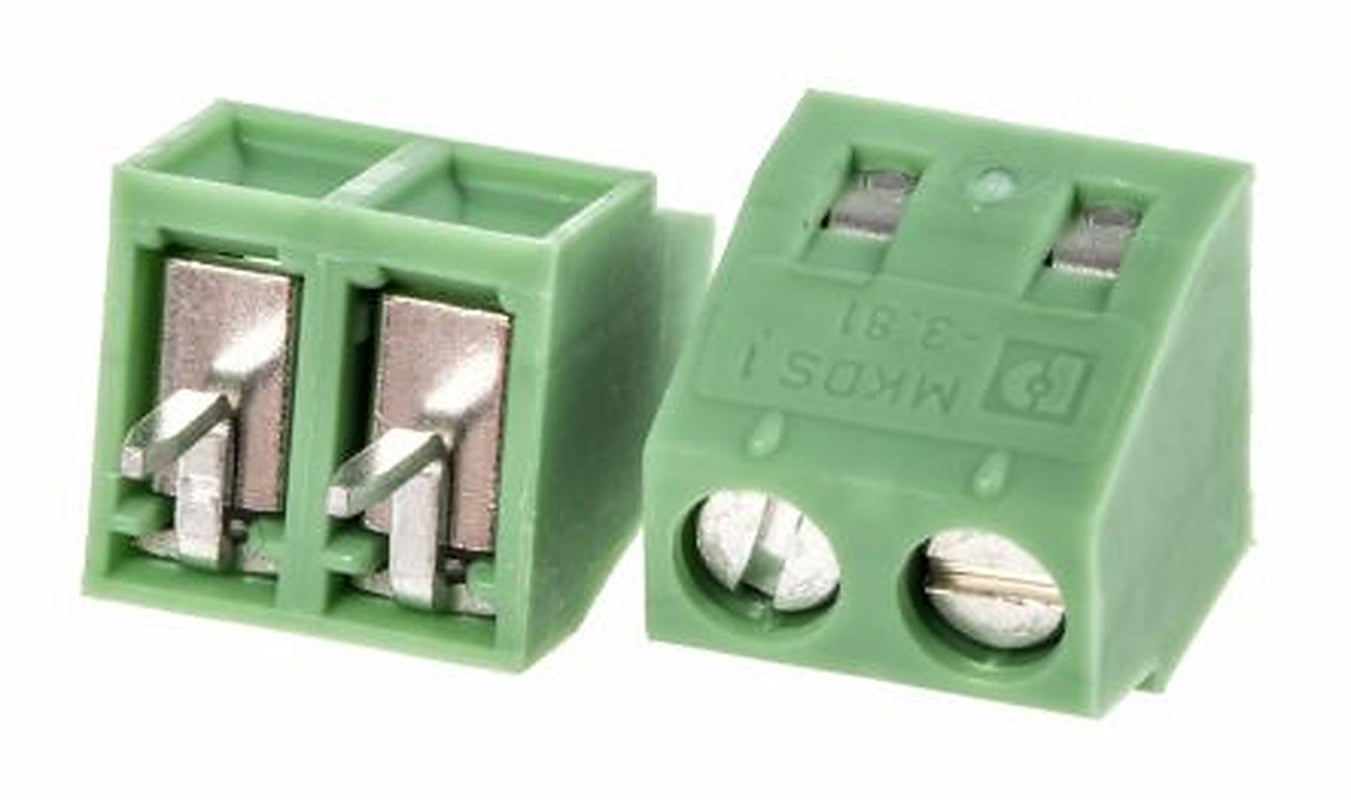 Phoenix Contact MKDS 1/2-3.81 Series Straight Wave Soldering Mount PCB Terminal Block, 2 Contact(s), 3.81 mm Pitch, 2