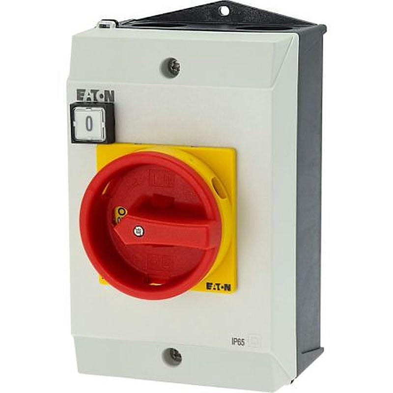 Eaton Rotary Switch Knob for Red Rotary Handle and Yellow Locking Ring Warning label Safety switch