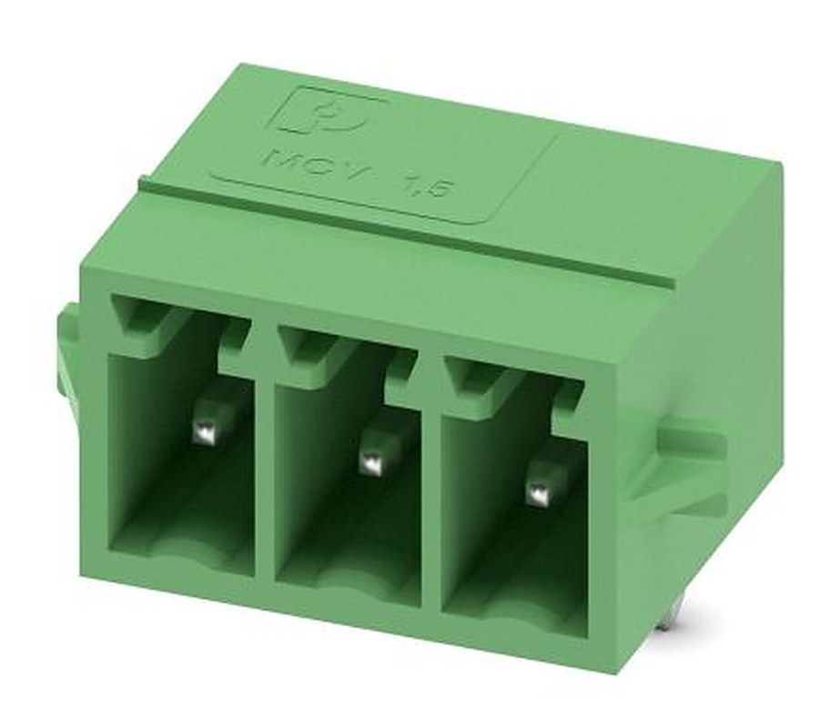 Phoenix Contact MC 1.5/ 3-G-3.5-RN Series Pluggable Terminal Block, 3-Contact, 3.5 mm Pitch, 1 Row, 1731688