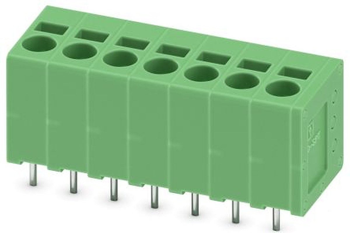 Phoenix Contact SPT 2.5/7-V-5.0-EX Series Right Angle PCB Terminal Block, 7 Contact(s), 5 mm Pitch, 1 Row