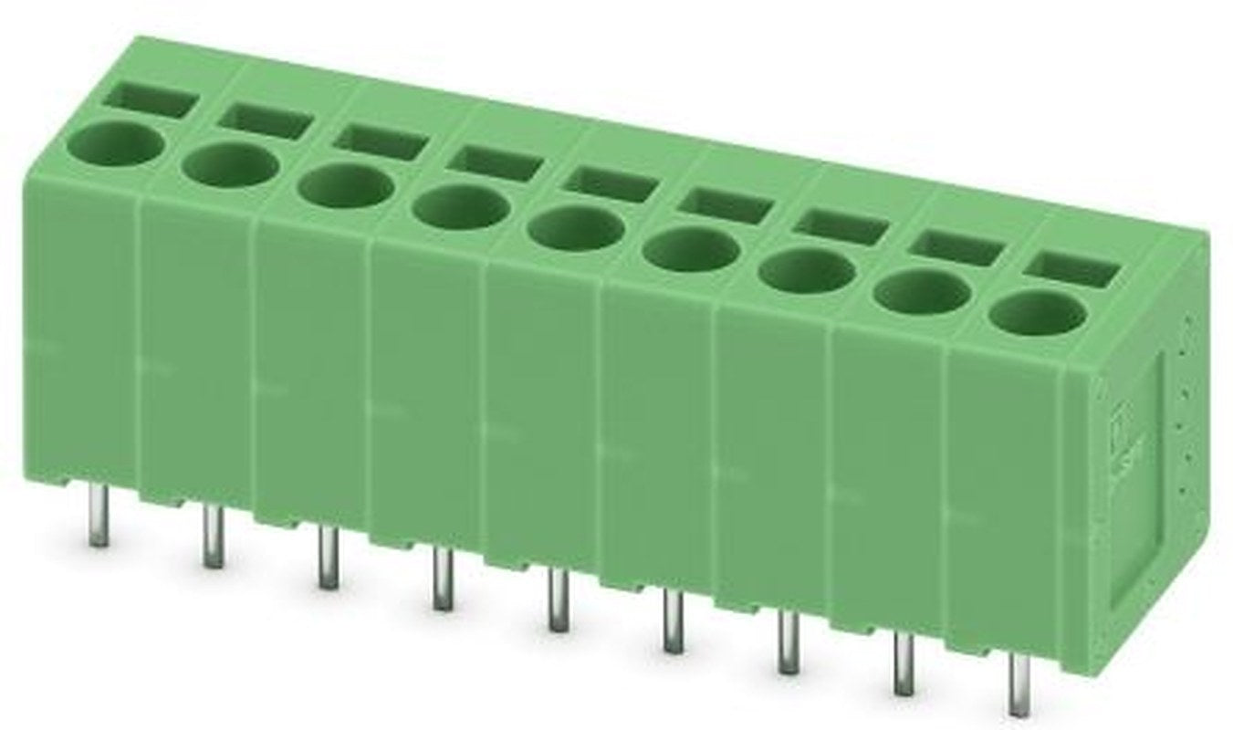 Phoenix Contact SPT 2.5/9-V-5.0-EX Series Right Angle PCB Terminal Block, 9 Contact(s), 5 mm Pitch, 1 Row