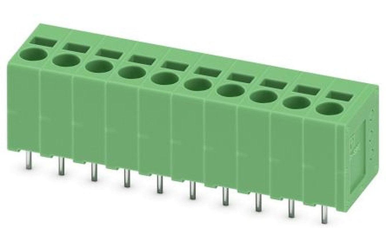 Phoenix Contact SPT 2.5/10-V-5.0-EX Series Right Angle PCB Terminal Block, 10 Contact(s), 5 mm Pitch, 1 Row