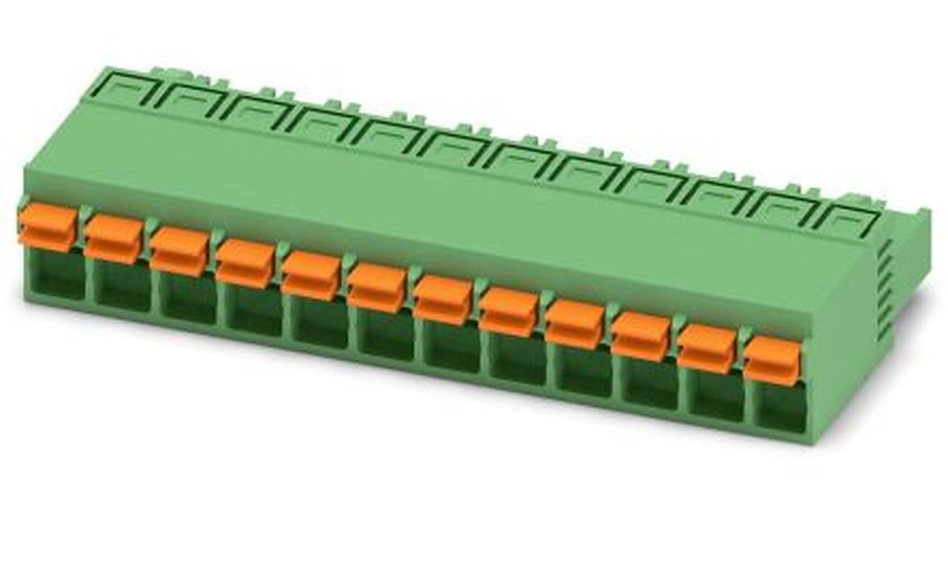 Phoenix Contact FKCN 2.5/12-ST Series Pluggable Terminal Block, 12-Contact, 5 mm Pitch, 1 Row, 1732836