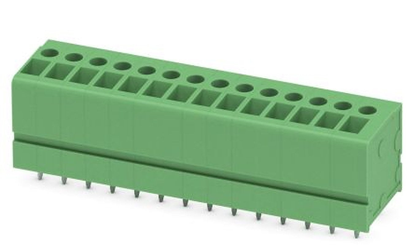 Phoenix Contact FRONT 2.5-V/SA10/14 Series Right Angle PCB Terminal Block, 14 Contact(s), 5 mm Pitch, 1 Row