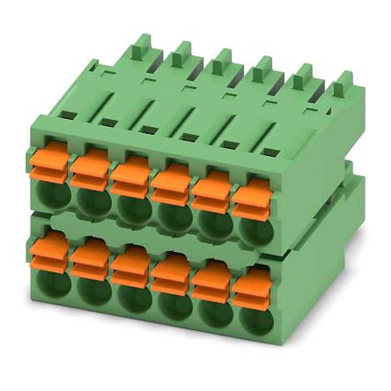 Phoenix Contact FMCD 1.5/6-ST-3.5 Series Pluggable Terminal Block, 12-Contact, 3.5 mm Pitch, 2 Row, 1738843