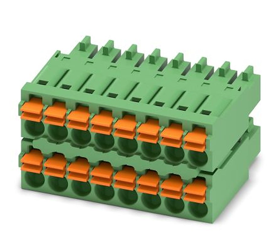 Phoenix Contact FMCD 1.5/8-ST-3.5 Series Pluggable Terminal Block, 16-Contact, 3.5 mm Pitch, 2 Row, 1738869