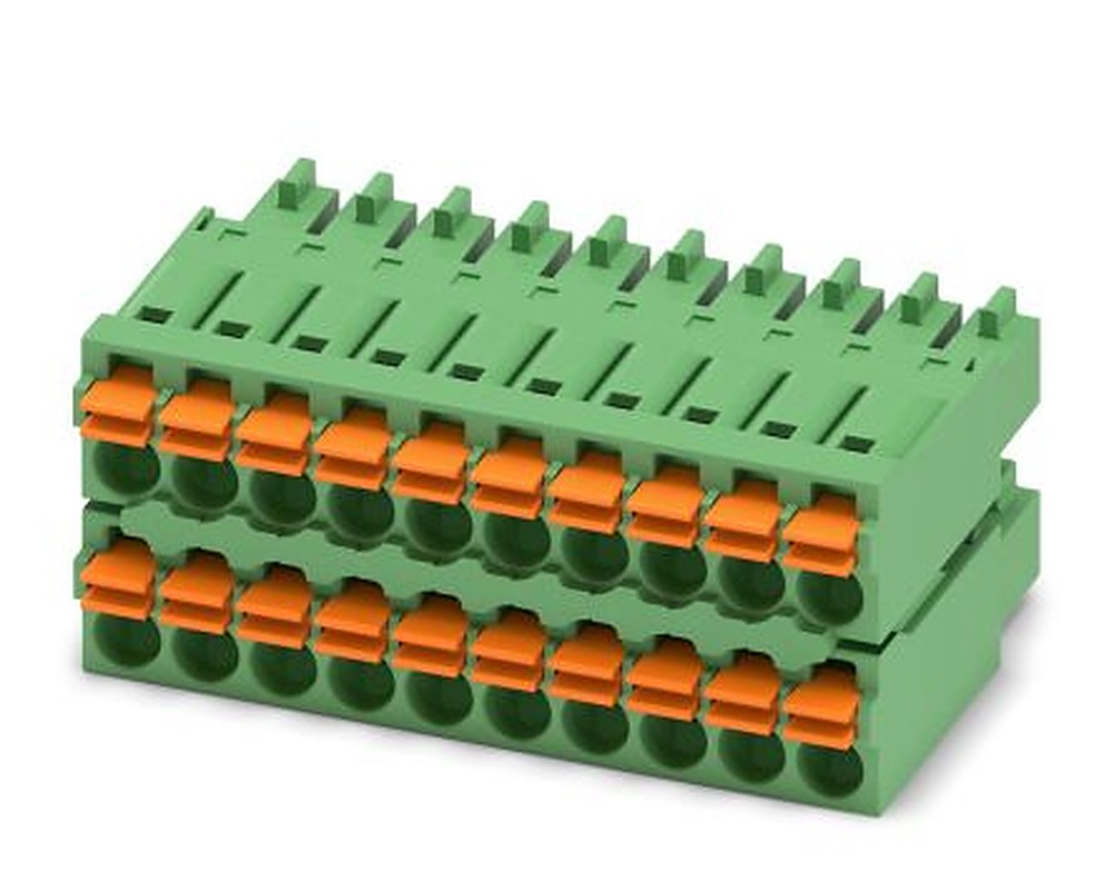 Phoenix Contact FMCD 1.5/10-ST-3.5 Series Pluggable Terminal Block, 20-Contact, 3.5 mm Pitch, 2 Row, 1738885