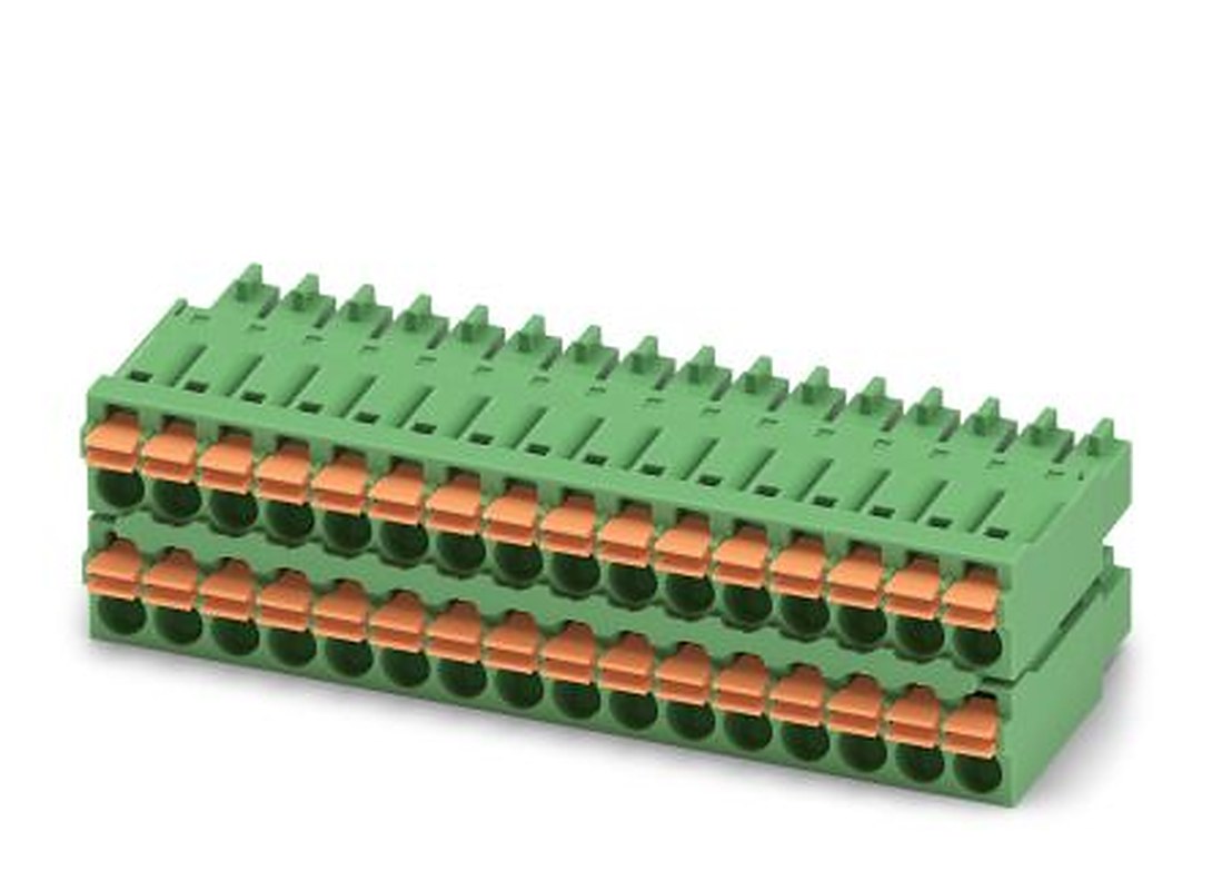 Phoenix Contact FMCD 1.5/16-ST-3.5 Series Pluggable Terminal Block, 32-Contact, 3.5 mm Pitch, 2 Row, 1738940