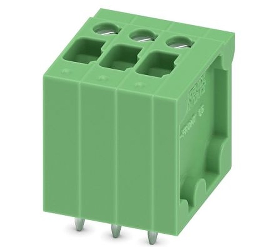 Phoenix Contact FRONT 1.5-V-3.81- 3 Series Right Angle PCB Terminal Block, 3 Contact(s), 3.81 mm Pitch, 1 Row