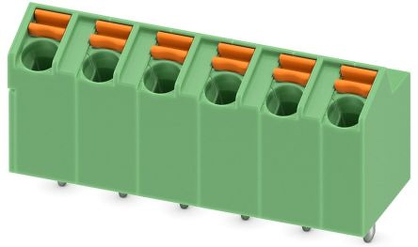 Phoenix Contact SPTA 1/6-5.0 Series 65° PCB Terminal Block, 6 Contact(s), 5 mm Pitch, 1 Row