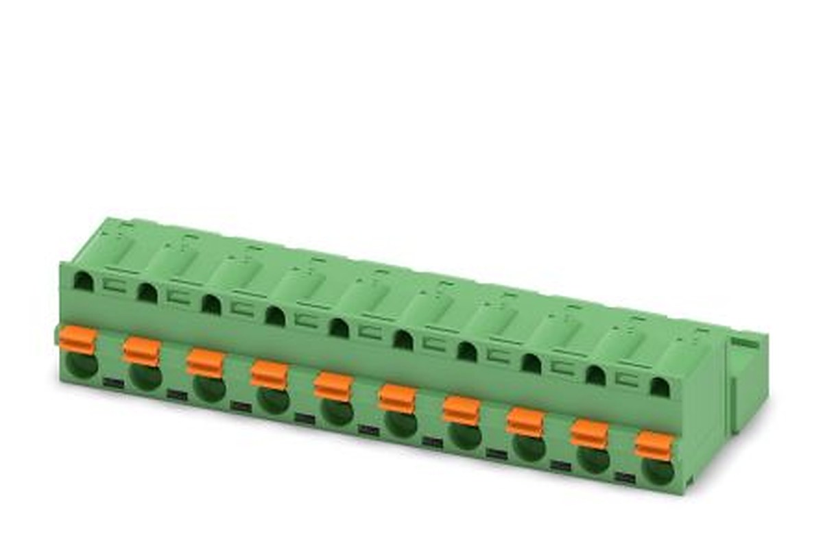 Phoenix Contact GFKIC 2.5/10-ST-7.62 Series Pluggable Terminal Block, 10-Contact, 7.62 mm Pitch, 1 Row, 1761687