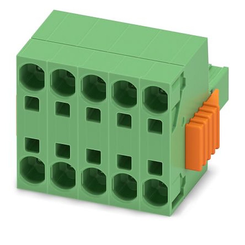 Phoenix Contact TSPC 5/5-STCL-7.62 Series Pluggable Terminal Block, 5-Contact, 7.62 mm Pitch, 1 Row, 1765447