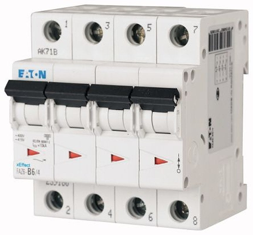 Eaton xEffect xEffect Miniature Circuit Breaker, 4-Pole, 160mA, Type C, 400V ac AC, 6 kA Breaking Capacity