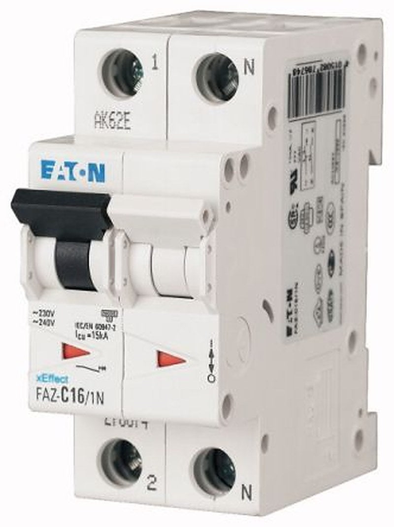 Eaton xEffect xEffect Miniature Circuit Breaker, 1-Pole, 2A, Type B, 400V ac AC, 6 kA Breaking Capacity