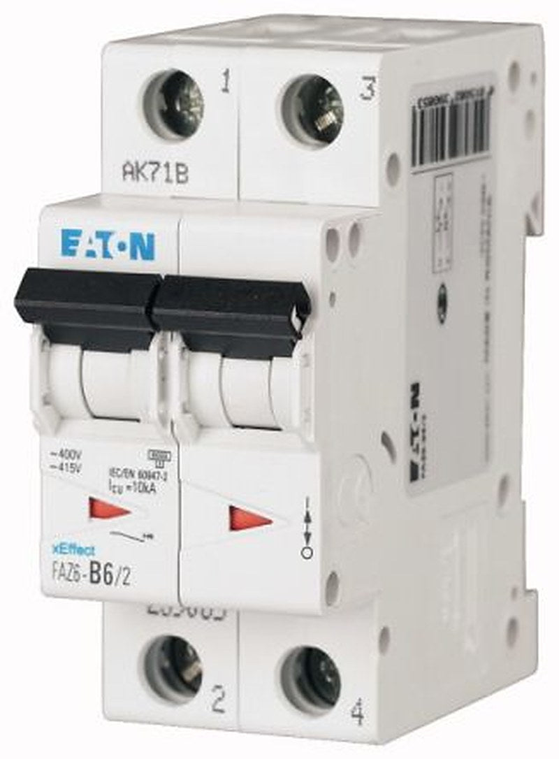Eaton xEffect xEffect Miniature Circuit Breaker, 2-Pole, 160mA, Type C, 400V ac AC, 6 kA Breaking Capacity