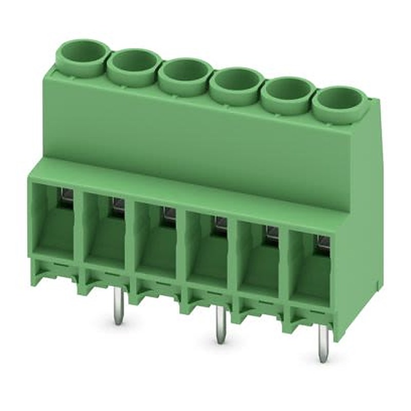 Phoenix Contact MKDS 5 N HV Series PCB Terminal Block, 6-Contact, 6.35 mm Pitch, Wave Soldering Mount, 1 Row