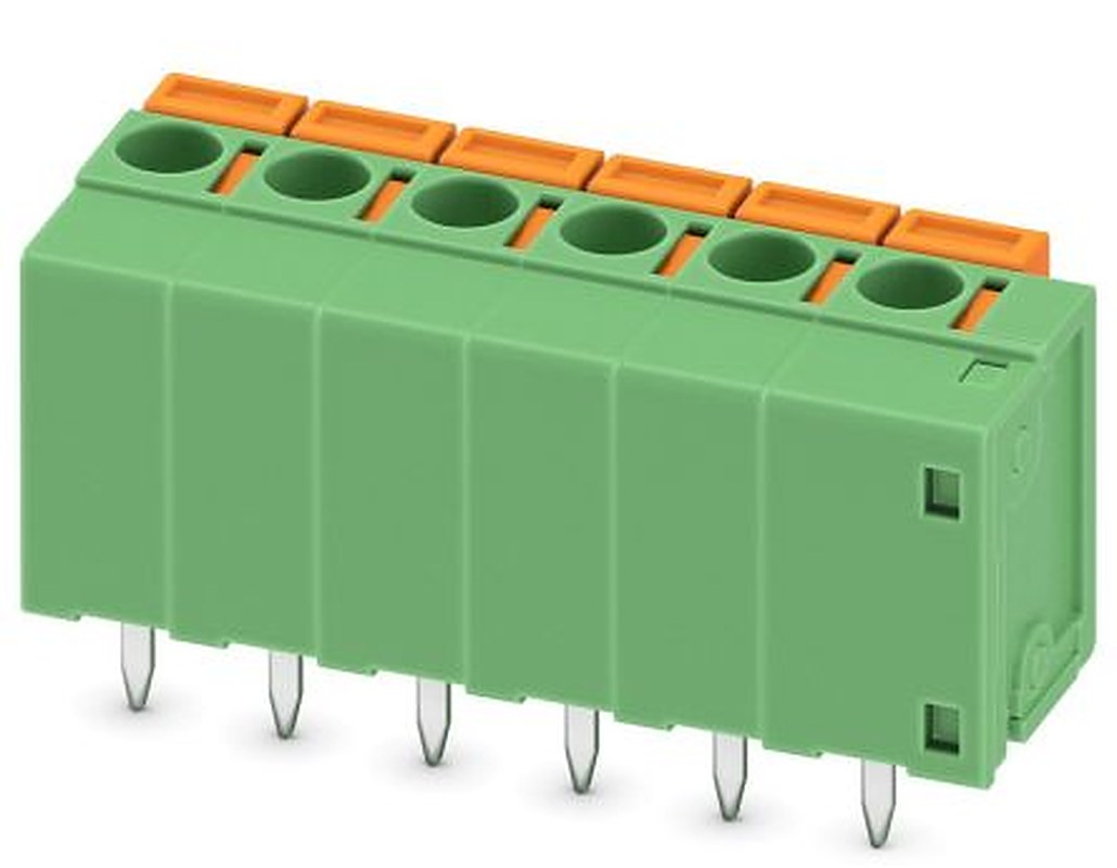 Phoenix Contact FFKDSA1/V1-5.08- 6 Series Right Angle PCB Terminal Block, 6 Contact(s), 5.08 mm Pitch, 1 Row