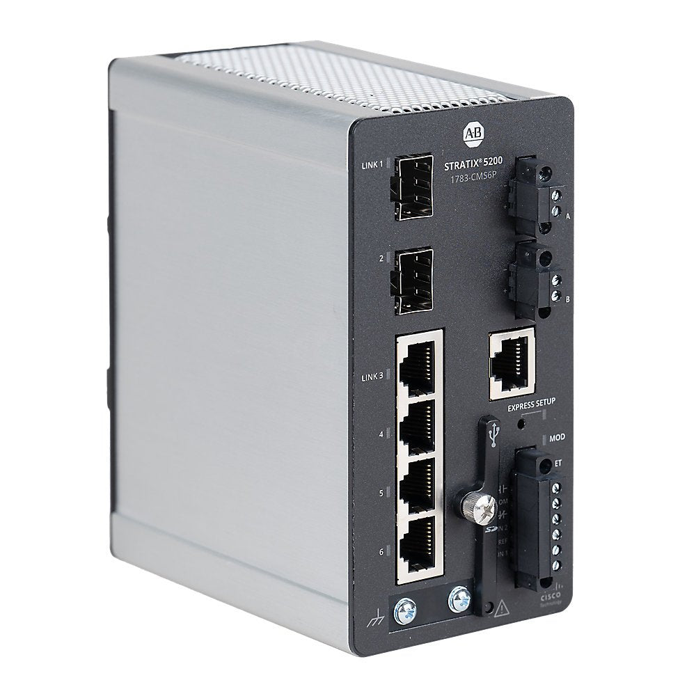 Stratix 5200 switch, 4 copper 100/1000 ports, 2 SFP 100/1000 slots, full FW