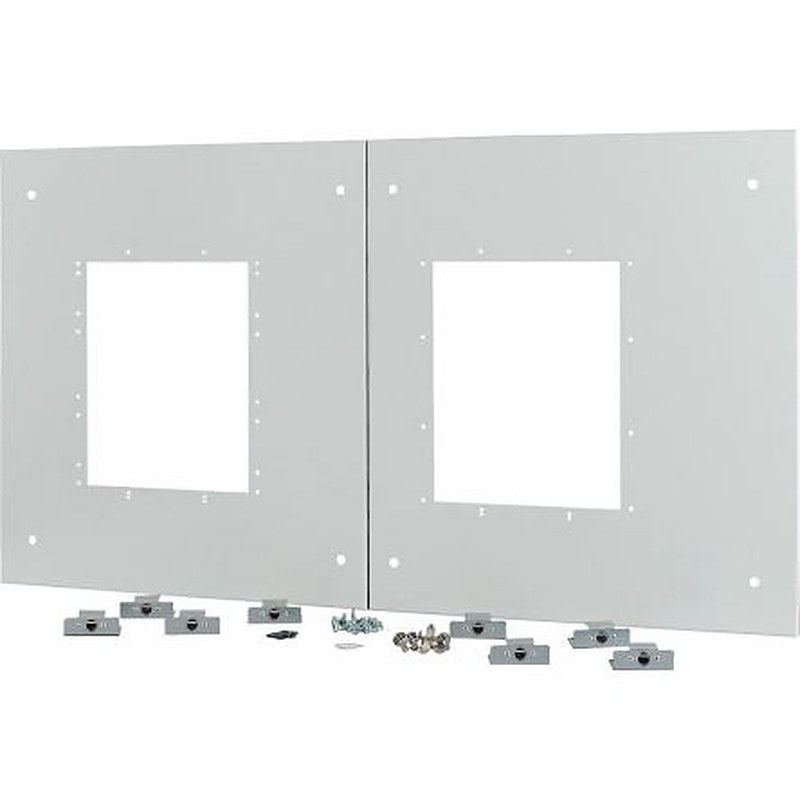 Eaton Grey 2 Gang Blind Plate Metal Faceplate & Mount Plate