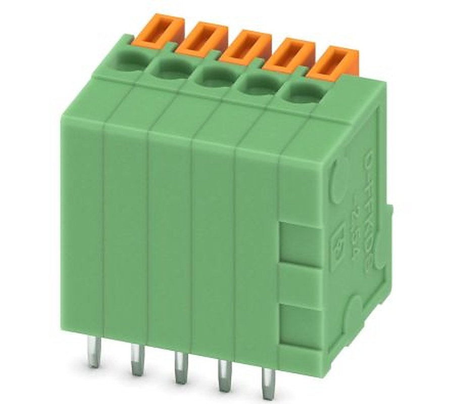 Phoenix Contact FFKDSA1/V-2.54- 5 Series Right Angle PCB Terminal Block, 5 Contact(s), 2.54 mm Pitch, 1 Row