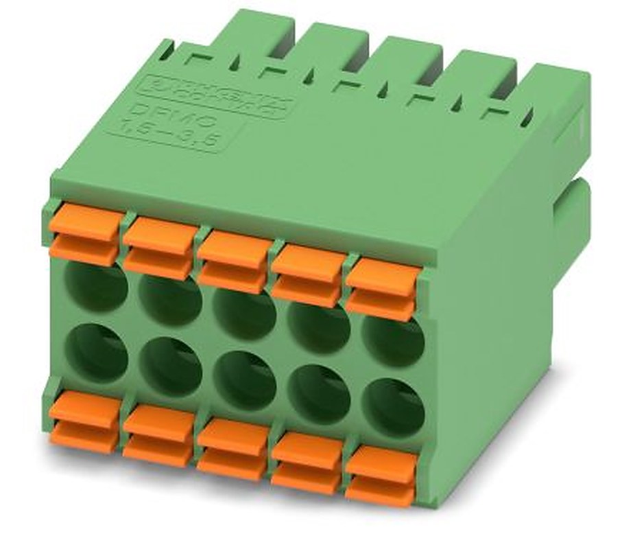 Phoenix Contact DFMC 1.5/5-ST-3.5 Series Pluggable Terminal Block, 10-Contact, 3.5 mm Pitch, 2 Row, 1790137