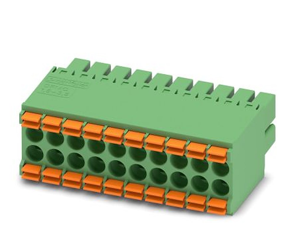 Phoenix Contact DFMC 1.5/10-ST-3.5 Series Pluggable Terminal Block, 20-Contact, 3.5 mm Pitch, 2 Row, 1790182
