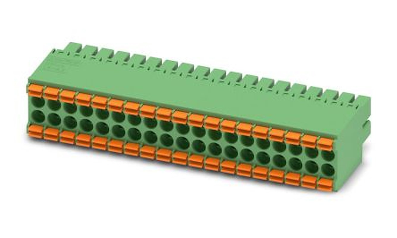 Phoenix Contact DFMC 1.5/19-ST-3.5 Series Pluggable Terminal Block, 38-Contact, 3.5 mm Pitch, 2 Row, 1790276