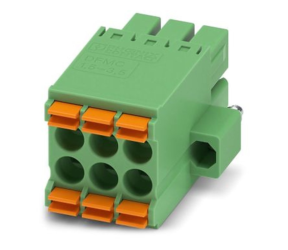 Phoenix Contact DFMC 1.5/3-STF-3.5 Series Pluggable Terminal Block, 6-Contact, 3.5 mm Pitch, 2 Row, 1790302