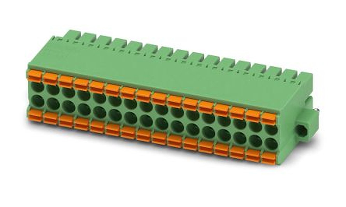 Phoenix Contact DFMC 1.5/16-STF-3.5 Series Pluggable Terminal Block, 32-Contact, 3.5 mm Pitch, 2 Row, 1790438