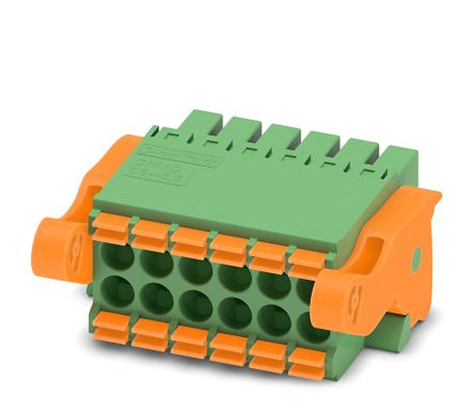Phoenix Contact DFMC 1.5/6-ST-3.5-LR Series Pluggable Terminal Block, 12-Contact, 3.5 mm Pitch, 2 Row, 1790522