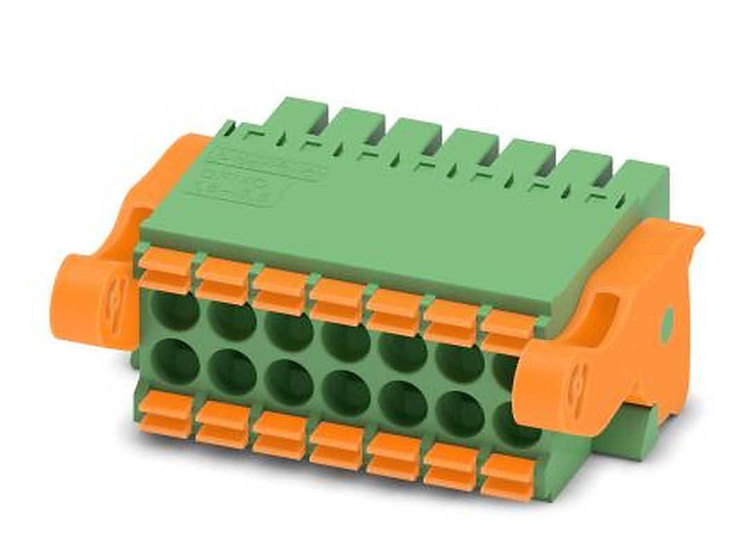 Phoenix Contact DFMC 1.5/7-ST-3.5-LR Series Pluggable Terminal Block, 14-Contact, 3.5 mm Pitch, 2 Row, 1790535