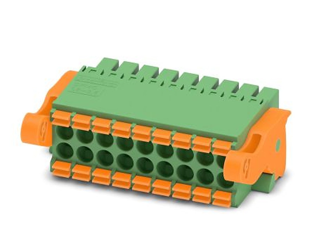 Phoenix Contact DFMC 1.5/9-ST-3.5-LR Series Pluggable Terminal Block, 18-Contact, 3.5 mm Pitch, 2 Row, 1790551