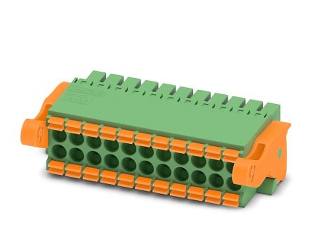 Phoenix Contact DFMC 1.5/11-ST-3.5-LR Series Pluggable Terminal Block, 22-Contact, 3.5 mm Pitch, 2 Row, 1790577