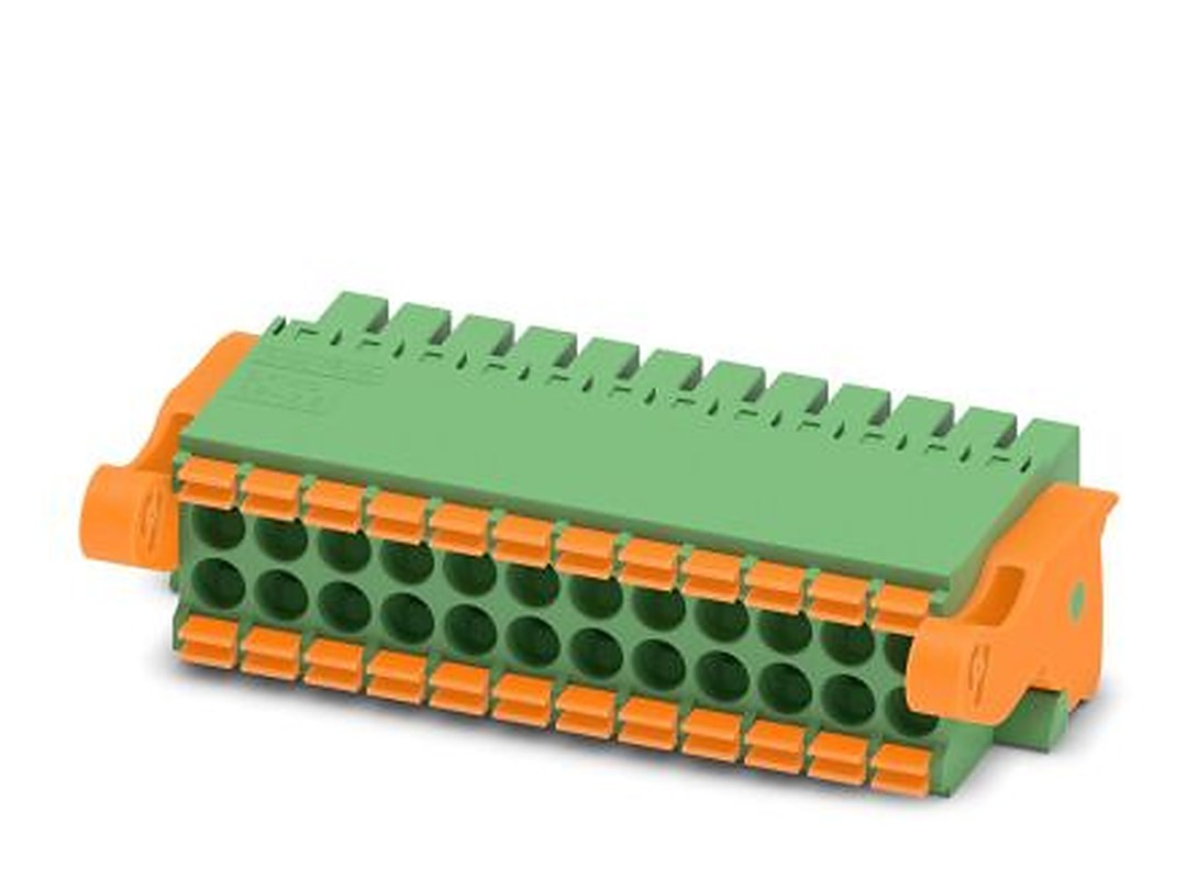 Phoenix Contact DFMC 1.5/12-ST-3.5-LR Series Pluggable Terminal Block, 24-Contact, 3.5 mm Pitch, 2 Row, 1790580