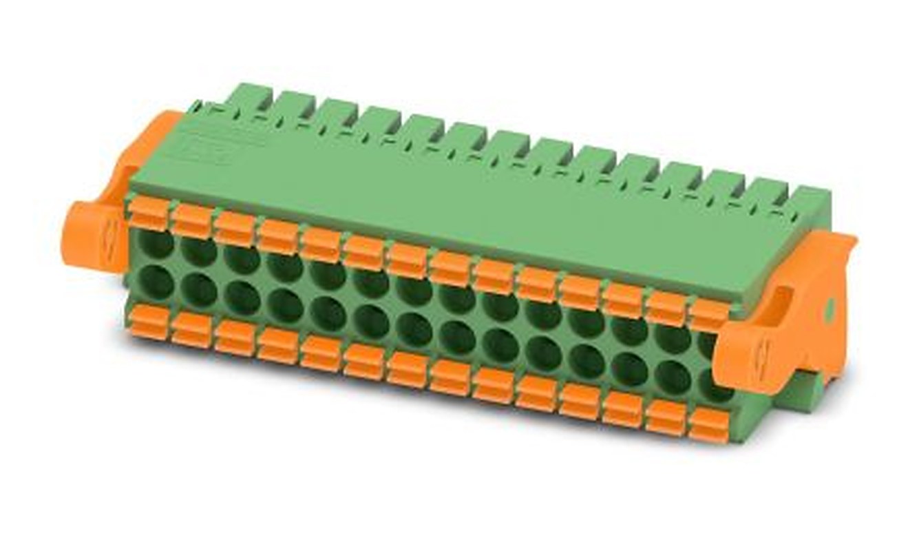 Phoenix Contact DFMC 1.5/14-ST-3.5-LR Series Pluggable Terminal Block, 28-Contact, 3.5 mm Pitch, 2 Row, 1790603