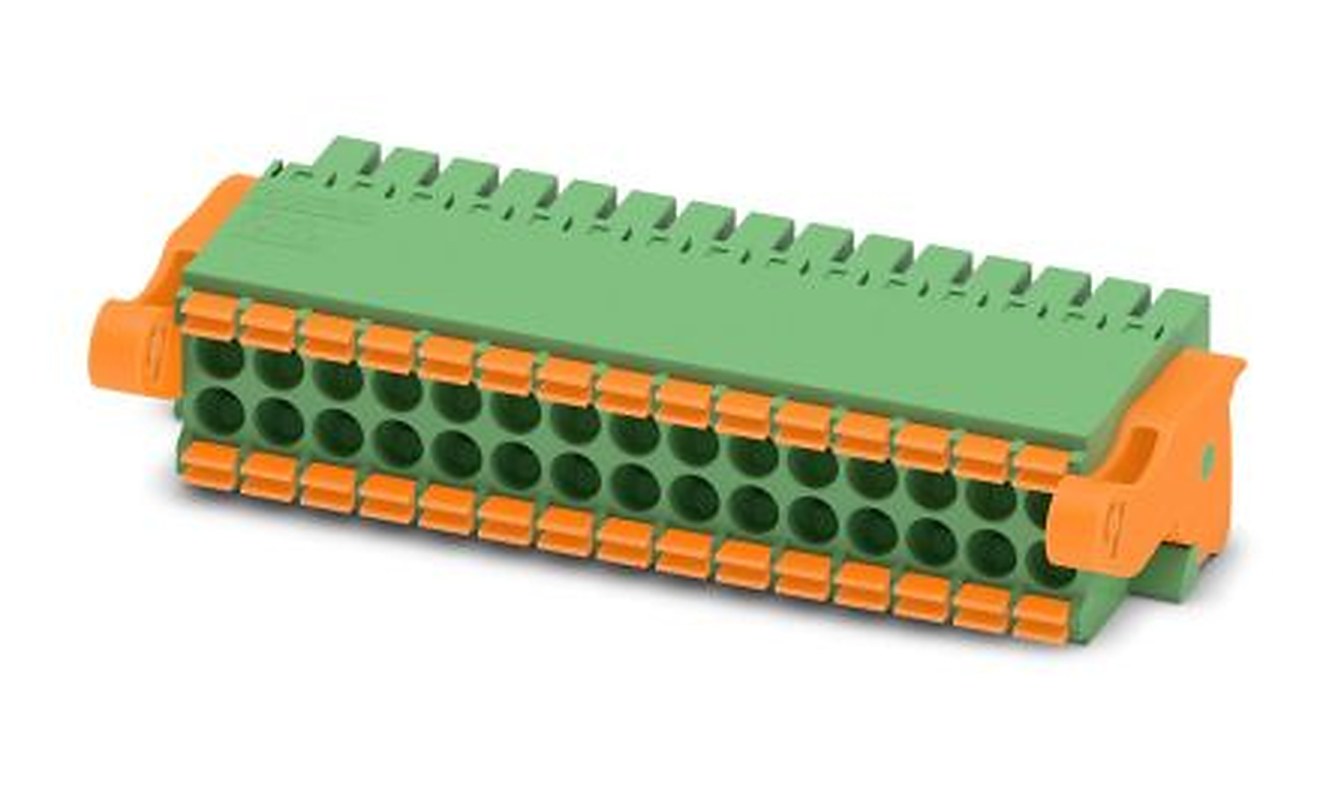Phoenix Contact DFMC 1.5/15-ST-3.5-LR Series Pluggable Terminal Block, 30-Contact, 3.5 mm Pitch, 2 Row, 1790616