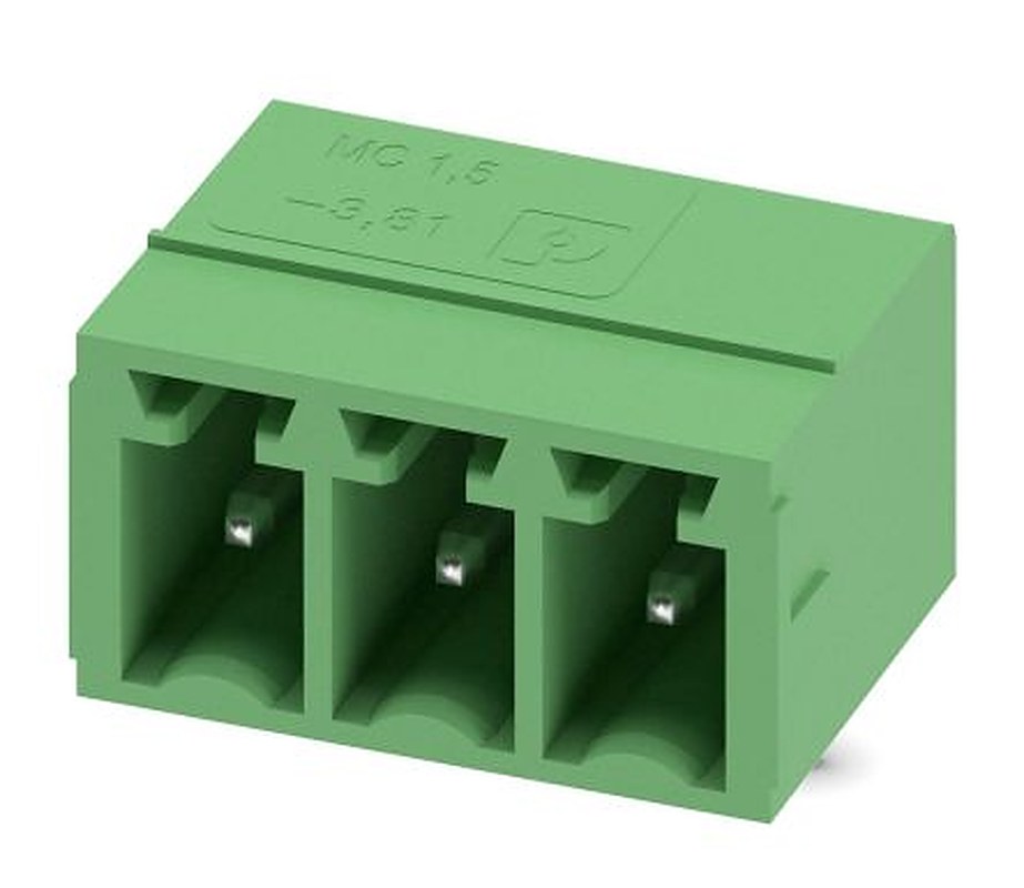 Phoenix Contact MC 1.5/ 3-G-3.81 Series Pluggable Terminal Block, 3-Contact, 3.81 mm Pitch, 1 Row, 1803280