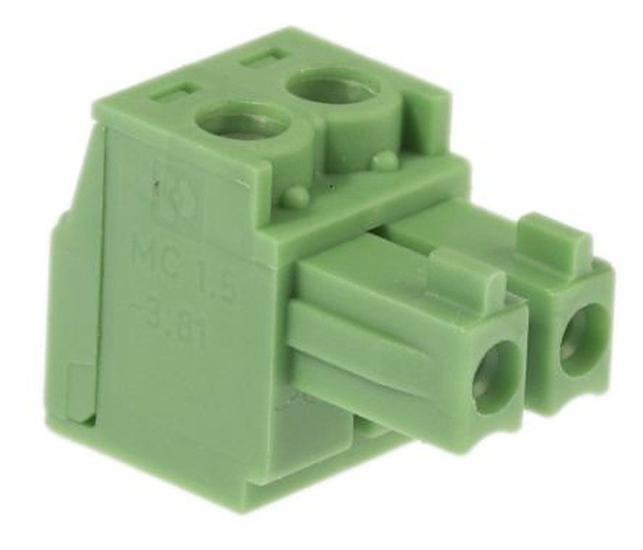 Phoenix Contact MC 1.5/2-ST-3.81 Series Pluggable Terminal Block, 2-Contact, 3.81 mm Pitch, 1 Row, 1803578