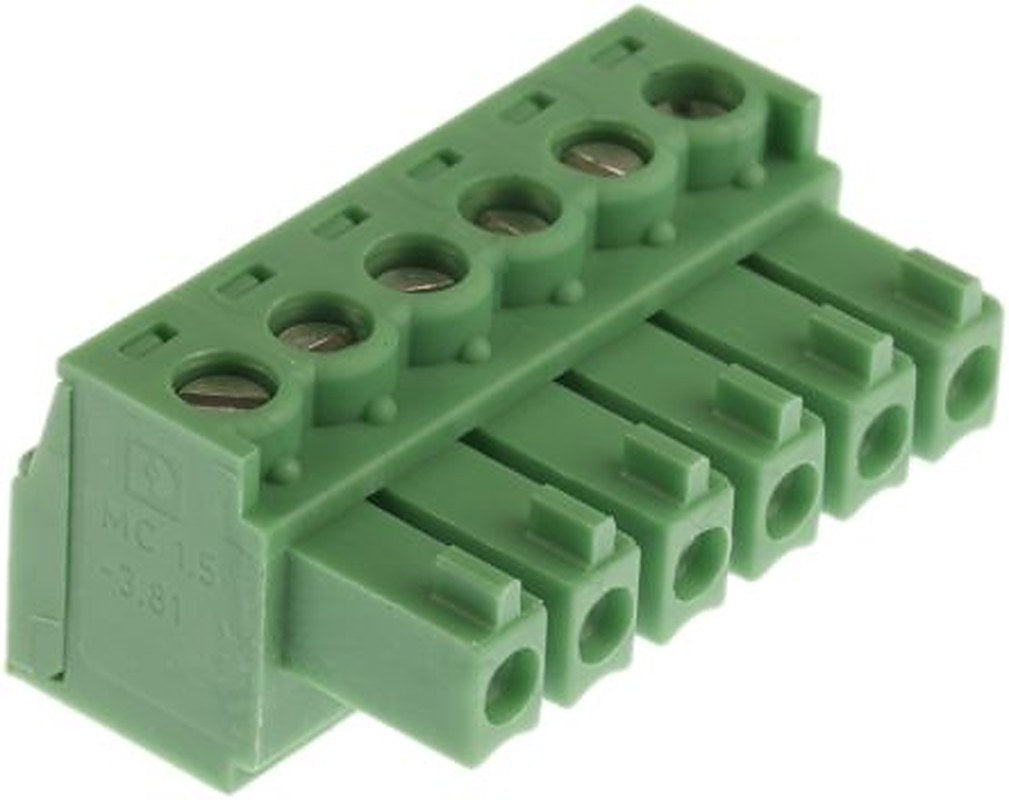 Phoenix Contact MC 1.5/6-ST-3.81 Series Pluggable Terminal Block, 6-Contact, 3.81 mm Pitch, 1 Row, 1803617