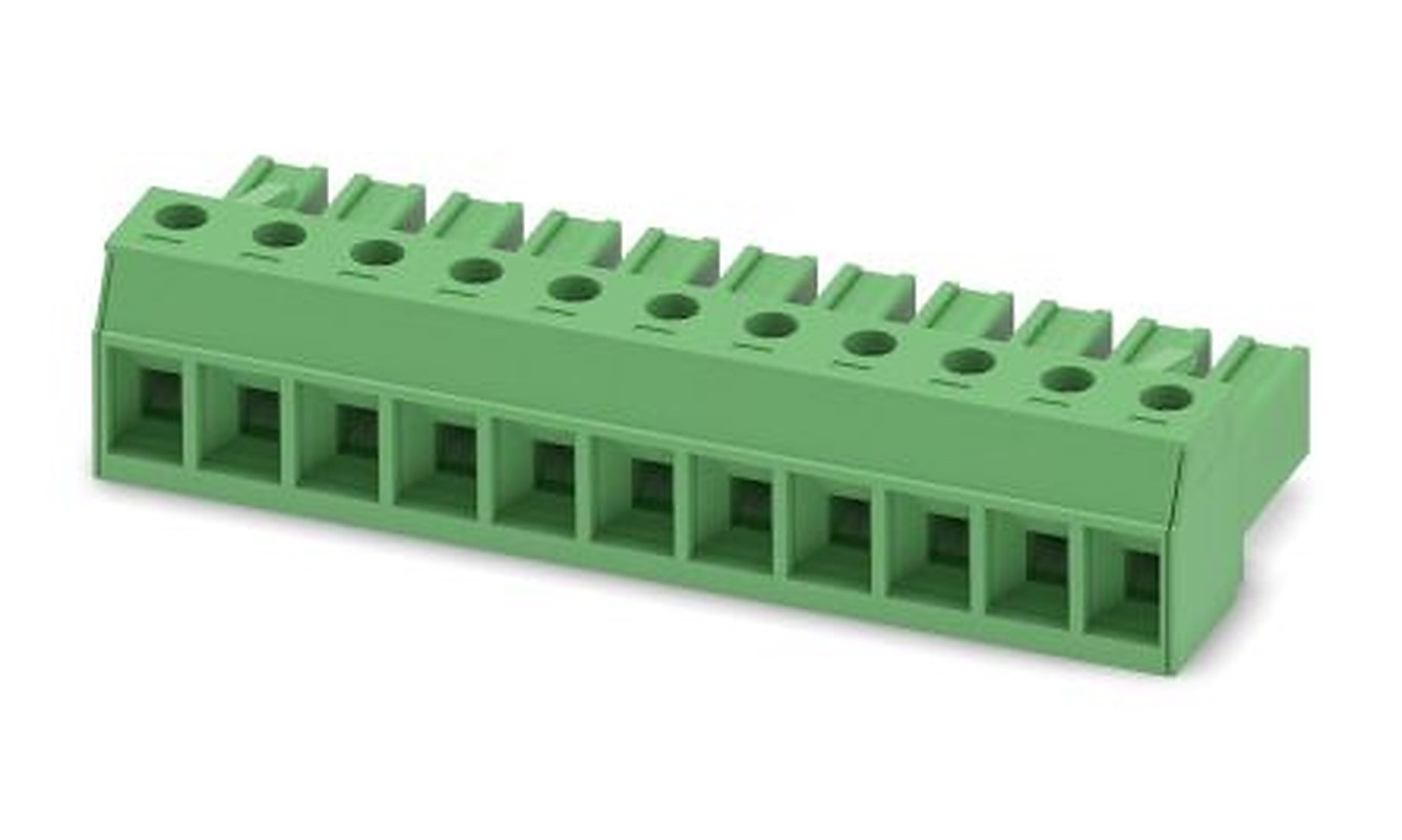Phoenix Contact PC 4/11-ST-7.62 Series Pluggable Terminal Block, 11-Contact, 7.62 mm Pitch, 1 Row, 1804991