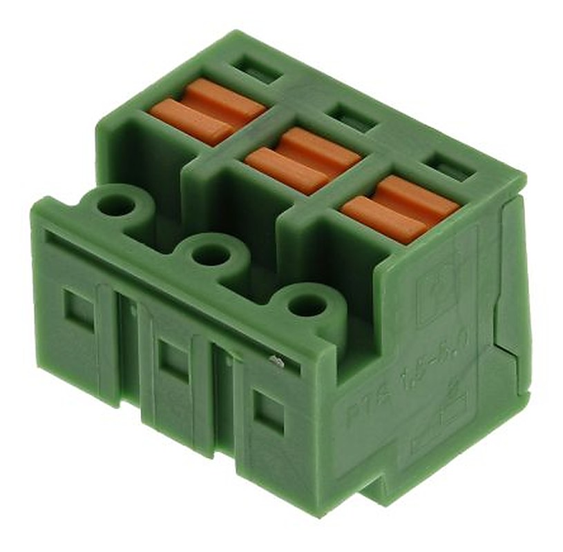 Phoenix Contact PTS 1.5/3-PH-5.0 Series Pluggable Terminal Block, 3-Contact, 5 mm Pitch, 1 Row, 1805520