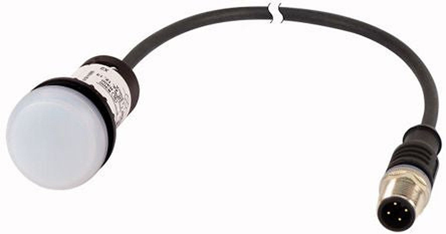 Eaton, C22, Panel Mount White LED Indicator, 22 mm Cutout, IP67, IP69K, Round, 24V ac/dc